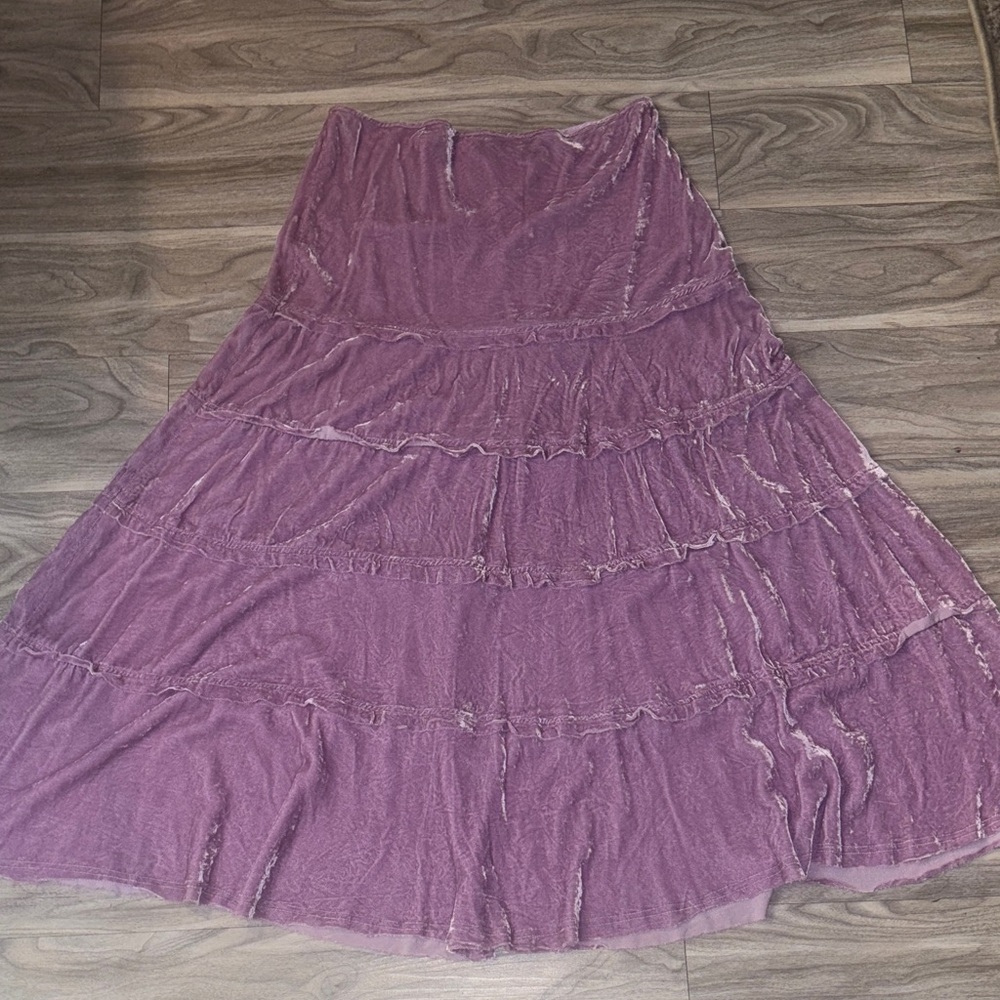 Ideology Tiered A-Line Maxi Skirt in Dusty Rose